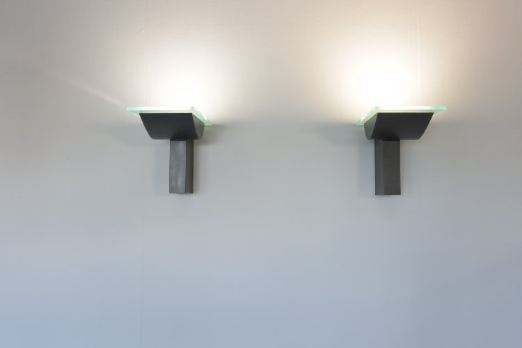 Modernist aluminum halogen wall lamps by Ettore Sottsass for Zumtobel 