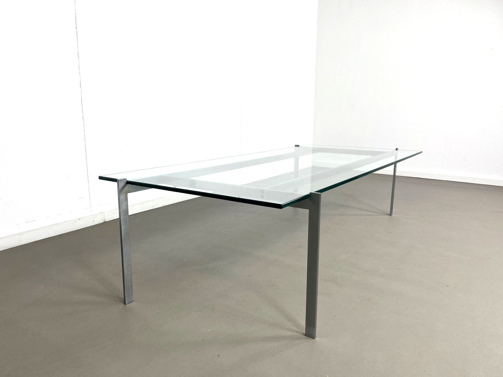 Brushed steel and glass coffee table, Germany 1960s