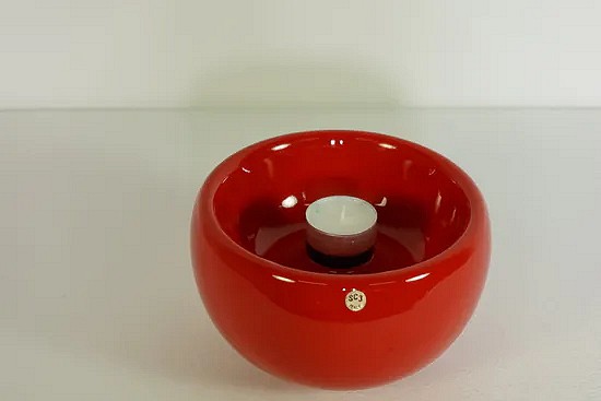 Italian red ceramic tea light holder 1970s - Sicart
