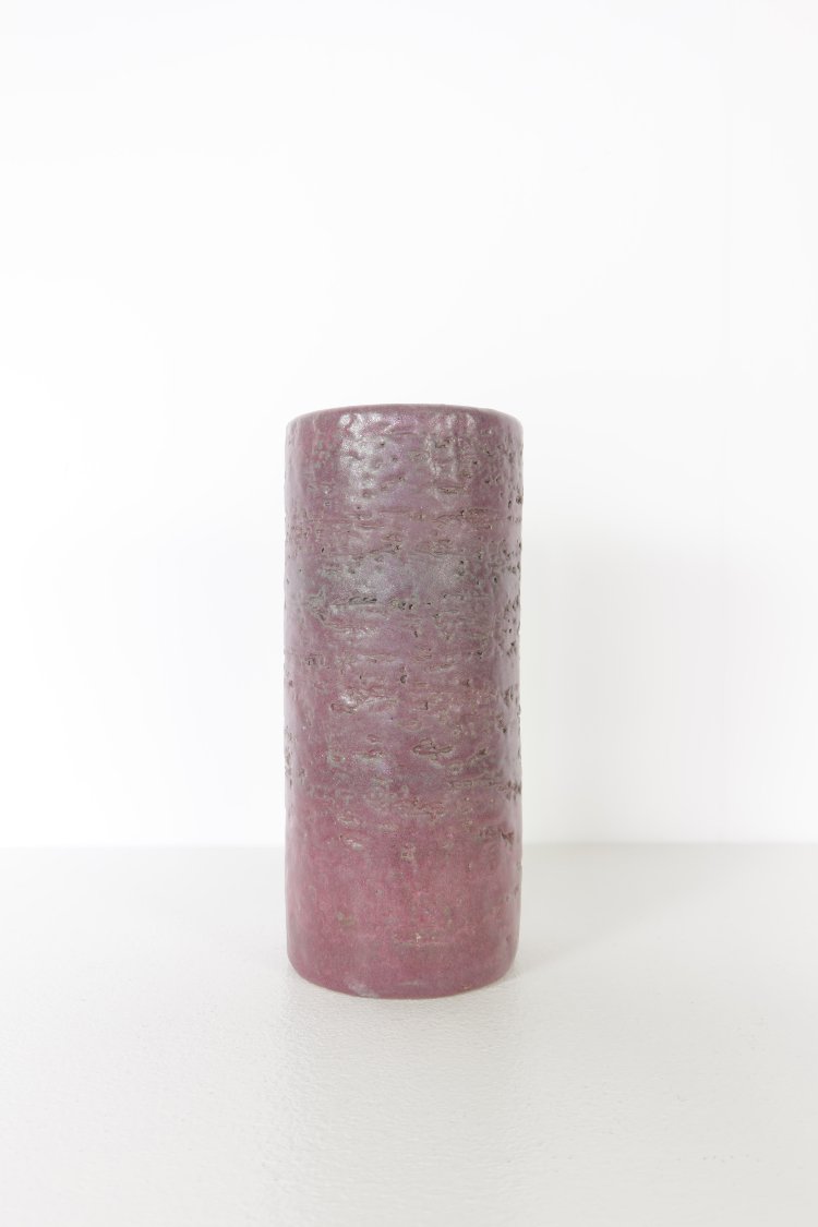 Mid-Century burgundy glazed cylinder ceramic vase 1960s