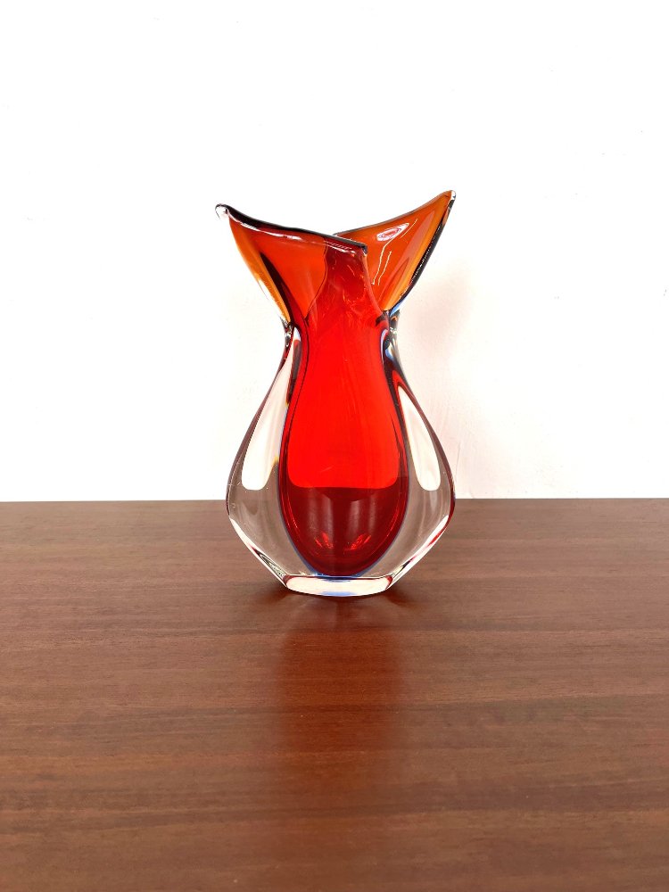 Mid-century Murano glass fishtail vase by Luigi Onesto 1960s