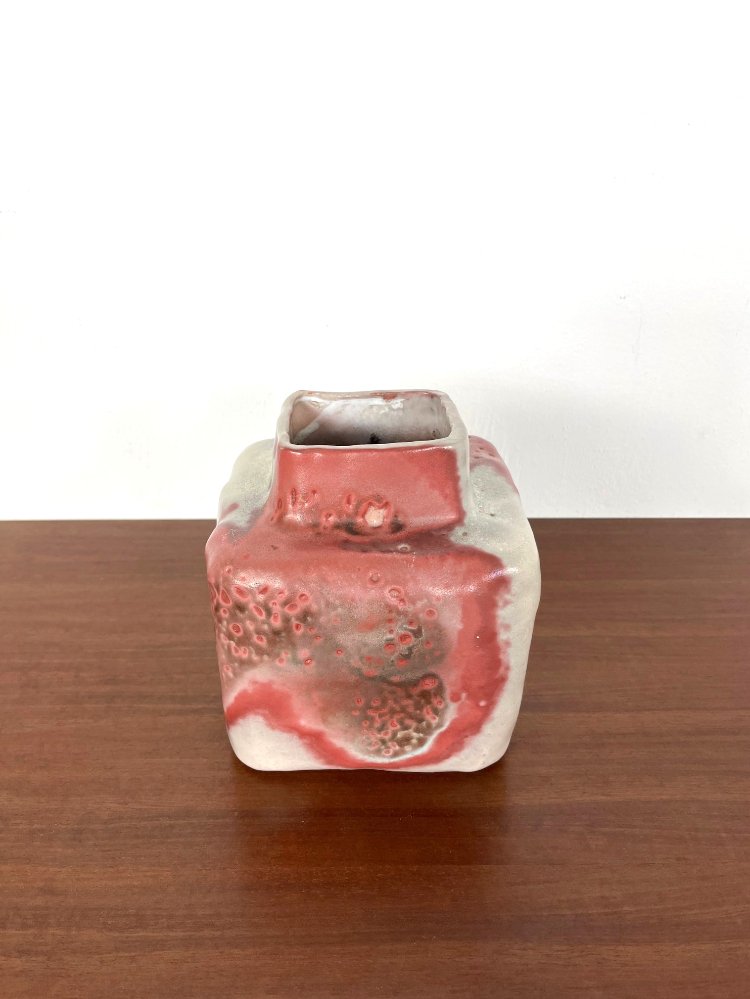Glazed ceramic block vase by D.O.K. the Netherlands 1960s