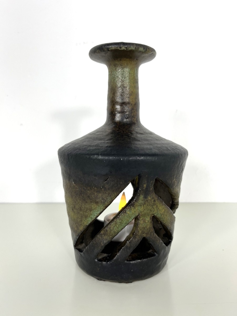 Mid-century stoneware French candle holder, 1960s