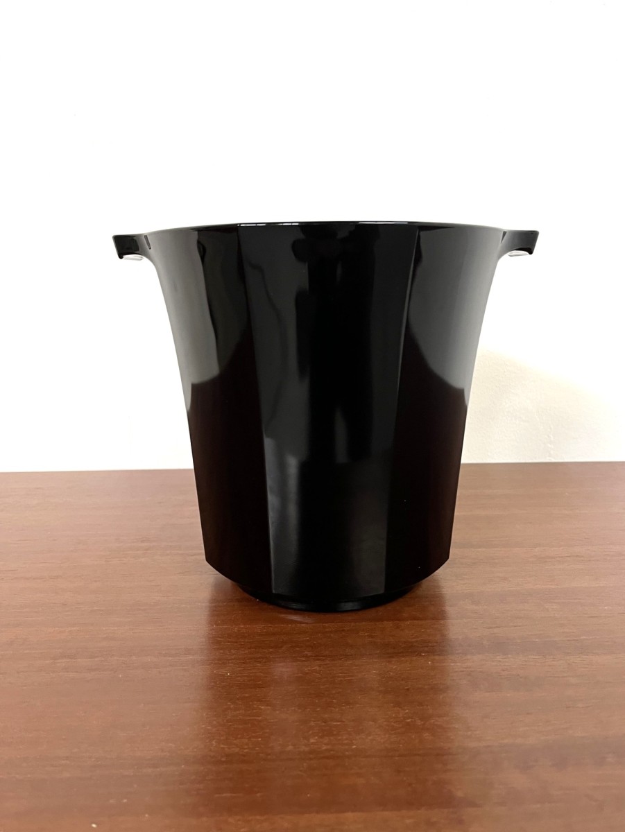Art Deco wine cooler in black pressed glass, France 1940s