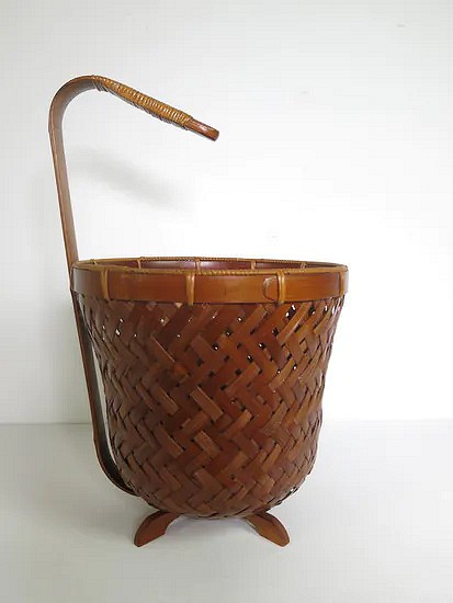 20th Century handmade bamboo basket by Ito's Bamboo Crafts Japan 1960s
