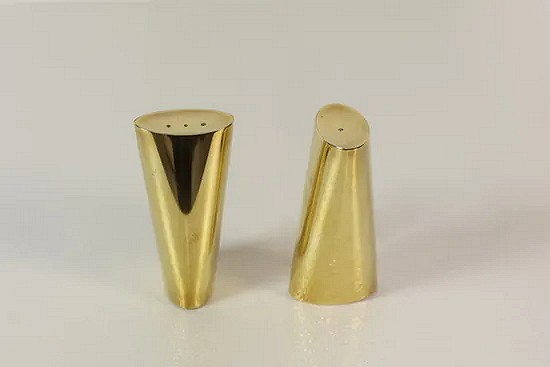 Modernist brass salt and pepper set 1970s