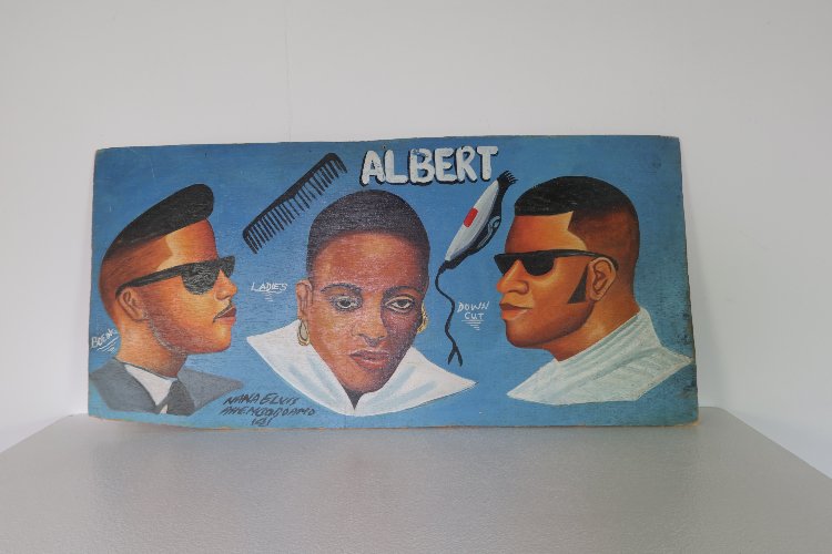 20th Century West-African original hand-painted barbershop sign 1980s