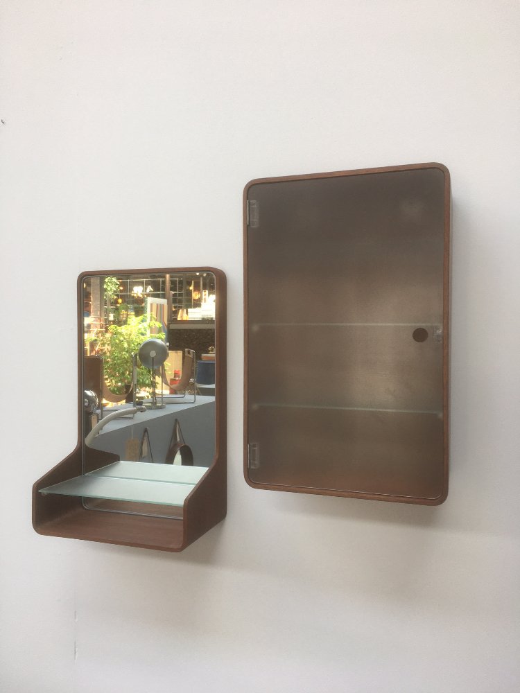 Mid-Century teak Euroika mirror and Medicine cabinet by Friso Kramer for Auping