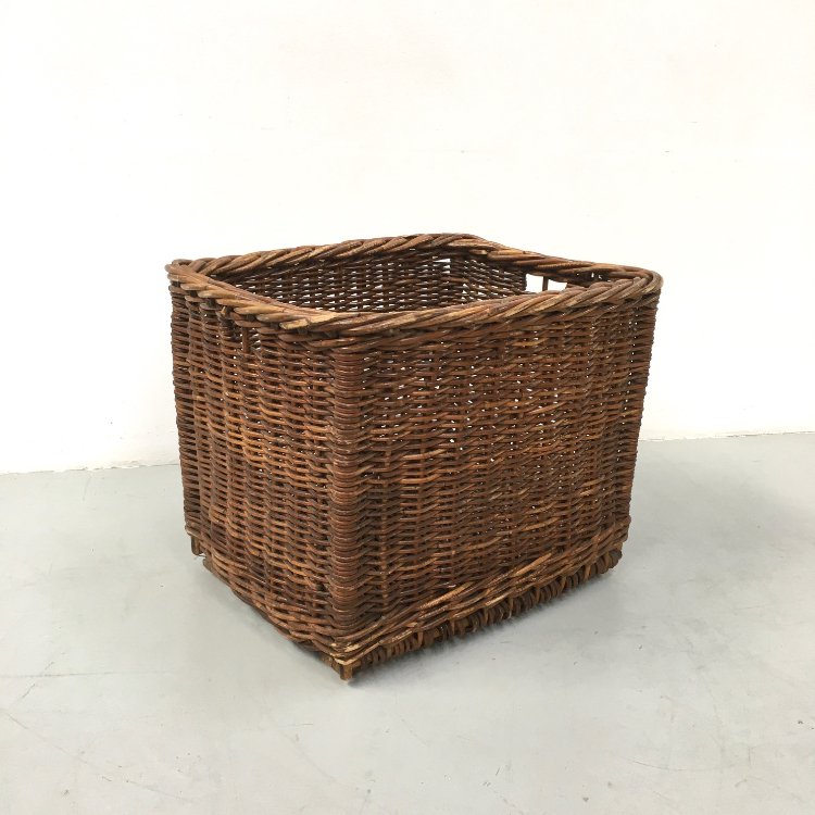 20th Century large vintage wicker laundry basket 1930s