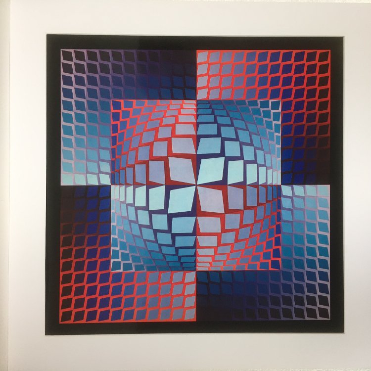 Victor Vasarely photo print QUASAR-ZETT from the Progressions 1 serie, editions Du Griffon,1972