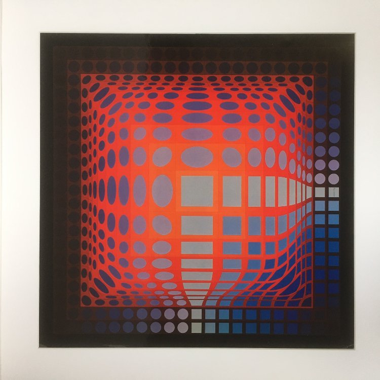 Victor Vasarely photo print KOSKA-QUEMER from the Progressions 1 serie, editions Du Griffon,1972