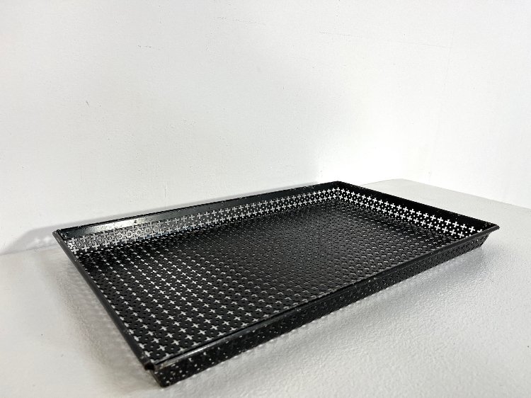 Mid-Century black rectangular serving tray by Mathieu mategot 1950s