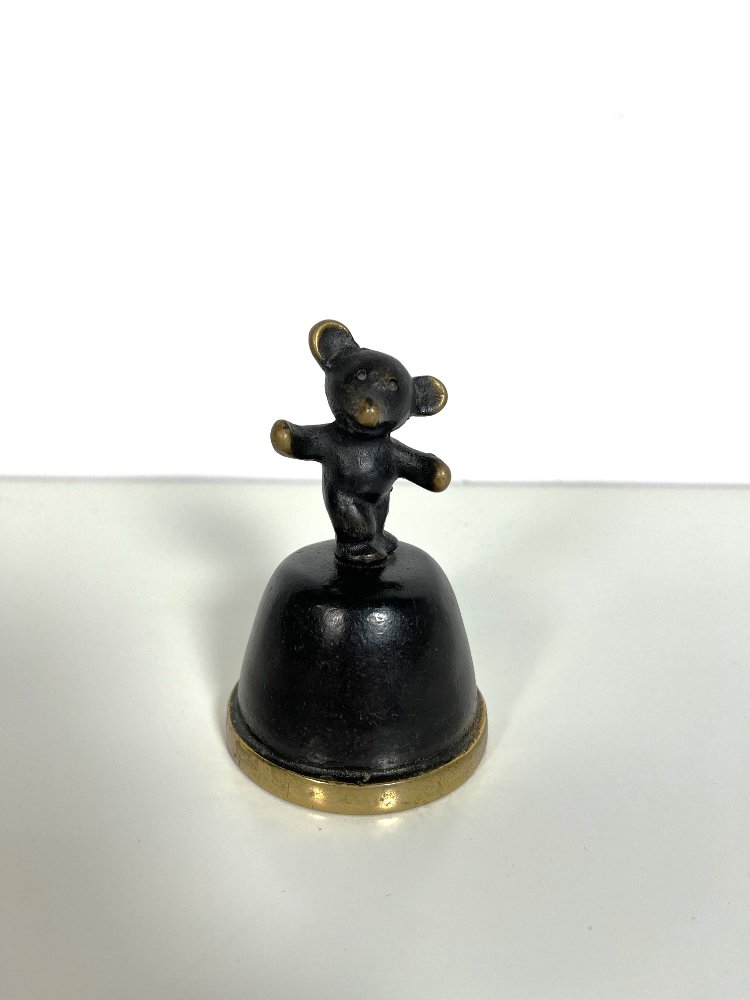 Mid-Century modern brass dinner bear bell by Walter Bosse for Herta Baller Austria 1950s