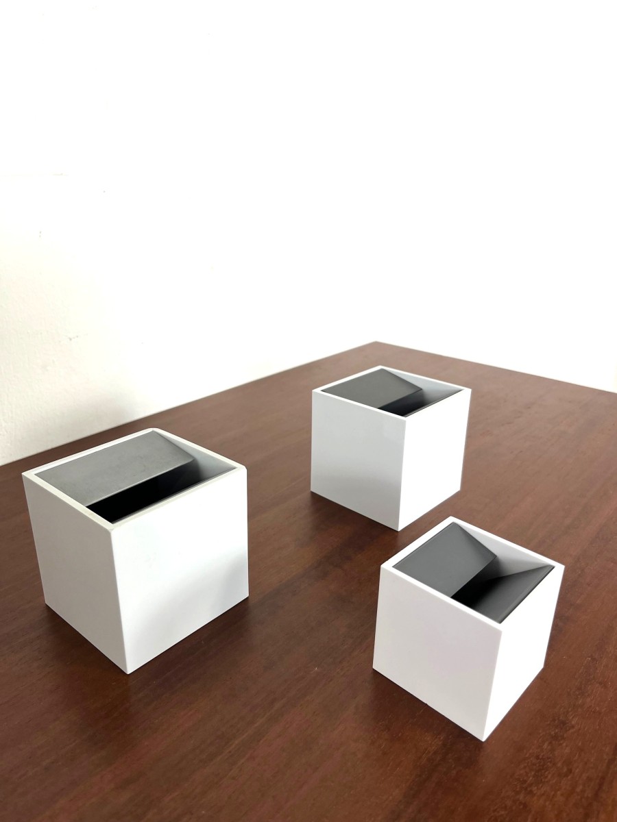 White Cubo ashtrays by Bruno Munari for Danese Milano, Italy, 1957