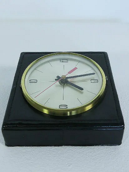 20th Century leather battery-operated desk clock by Kienzle 1960s