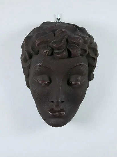 Plaster wall sculpture woman mask 1950s - Achatit-werkstätten - Hans Schirmer