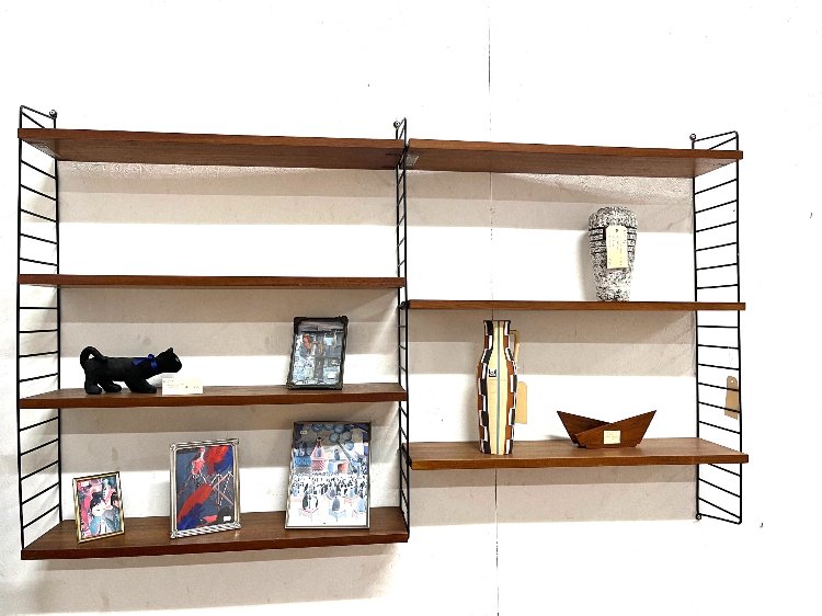 Mid-Century teak wall unit by Kajsa Strinning for String Design AB 1960s