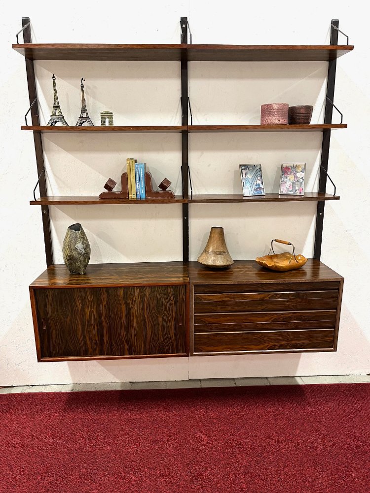 Mid-Century rosewood Royal Copenhagen wall unit by Poul Cadovius 1960s