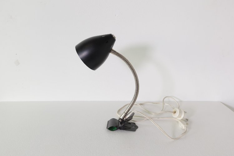 20th Century vintage black clamp lamp by H. Busquet for Hala 1950s