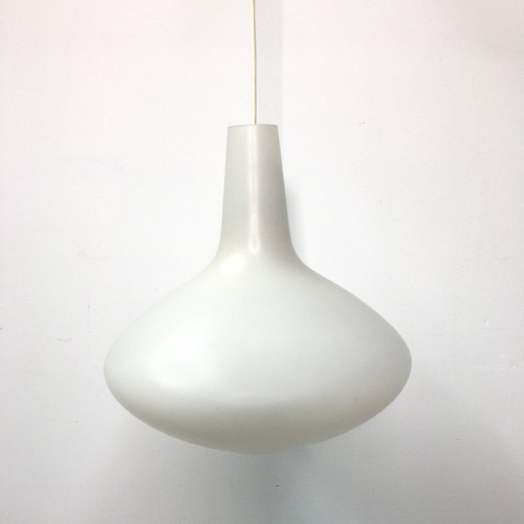 Mid-century white opal glass Bulbo pendant lamp by Lisa Johansson pape for Stockmann Orno 1950s