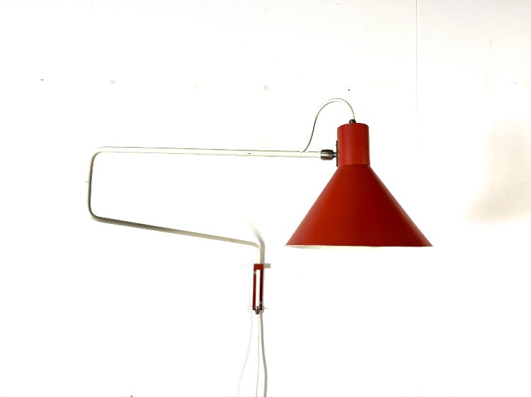 Mid-Century paperclip wall lamp by J.J.M Hoogervorst for Anvia 1960s