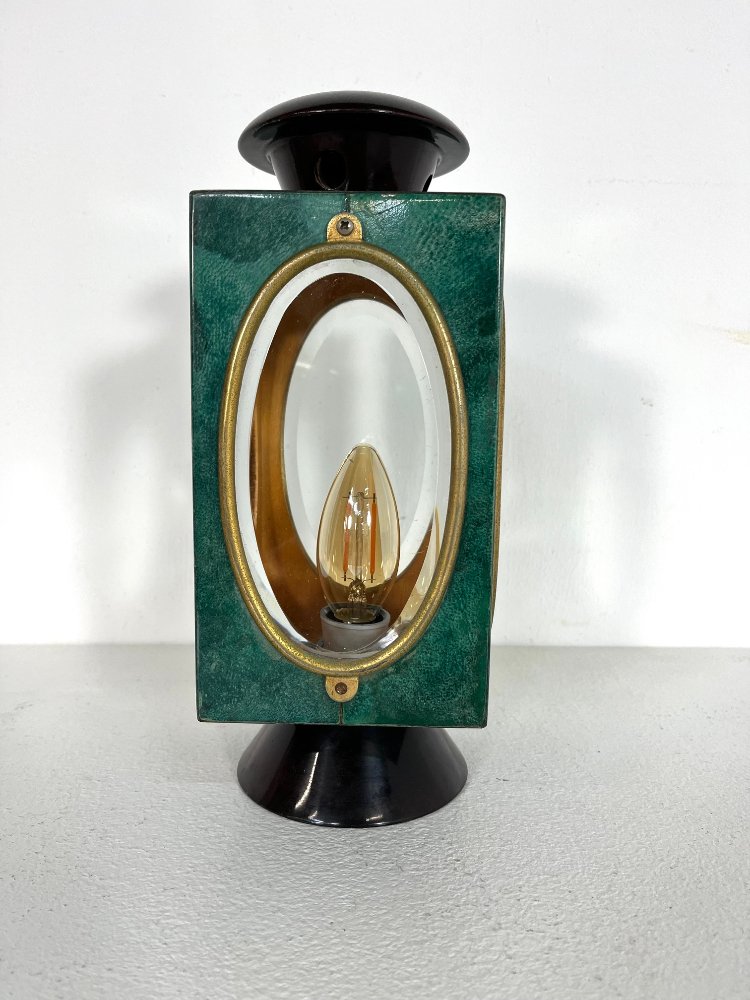 Mid-Century Italian glass and brass lantern table lamp by Aldo Tura 1960s