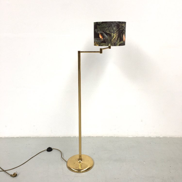 20th Century swing arm brass floor lamp by Solken leuchten 1970s