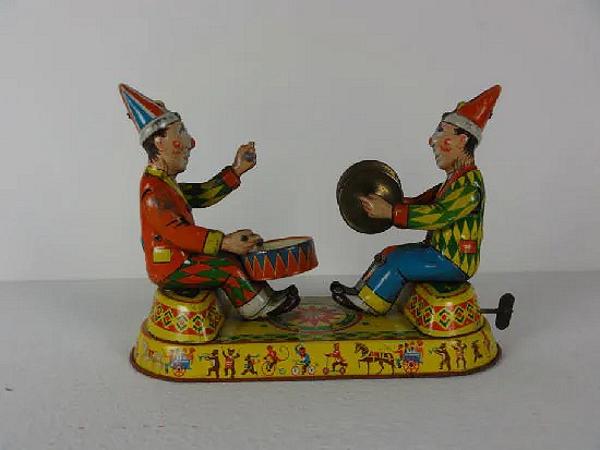 Tin toy wind-up musical clowns - EHN Germany