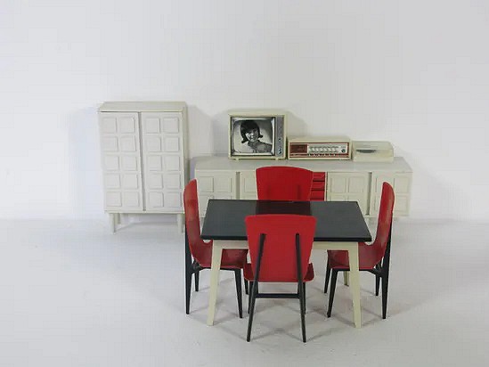 Plastic dollhouse furniture set, 1960s