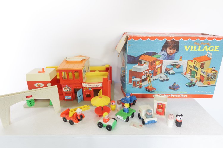 Vintage Fisher-Price play family village 1973