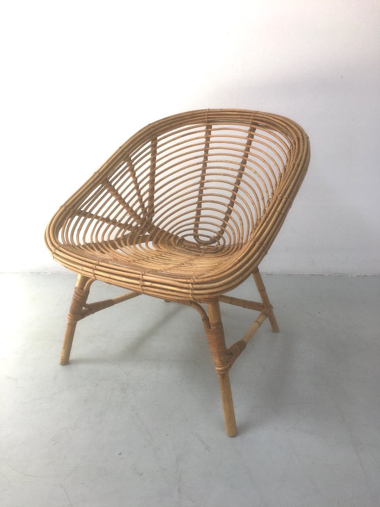 Mid-Century vintage rattan chair by Rohé Noordwolde 1960s