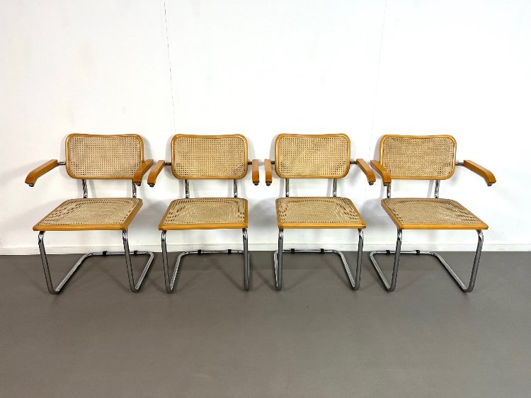 20th-Century chrome Cesca dining chairs by Marcel Breuer, Italy 1992