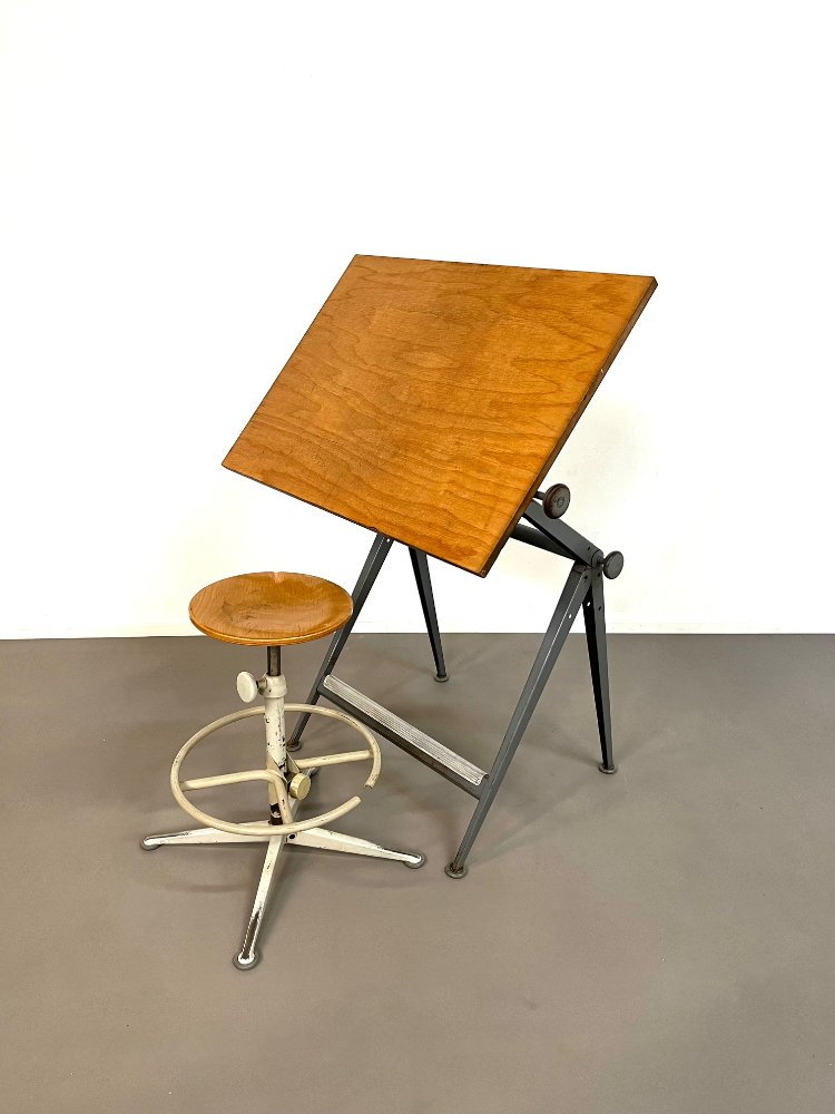 Mid-Century Reply drafting table with stool by Friso Kramer for Ahrend de Cirkel 1963