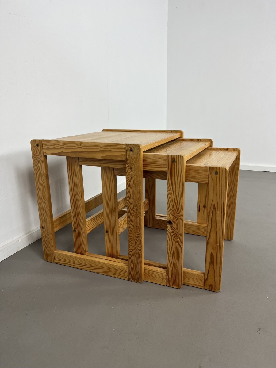 Mid-century pine nesting tables by Kurt Ostervig for KP Mobler Denmark, 1960s
