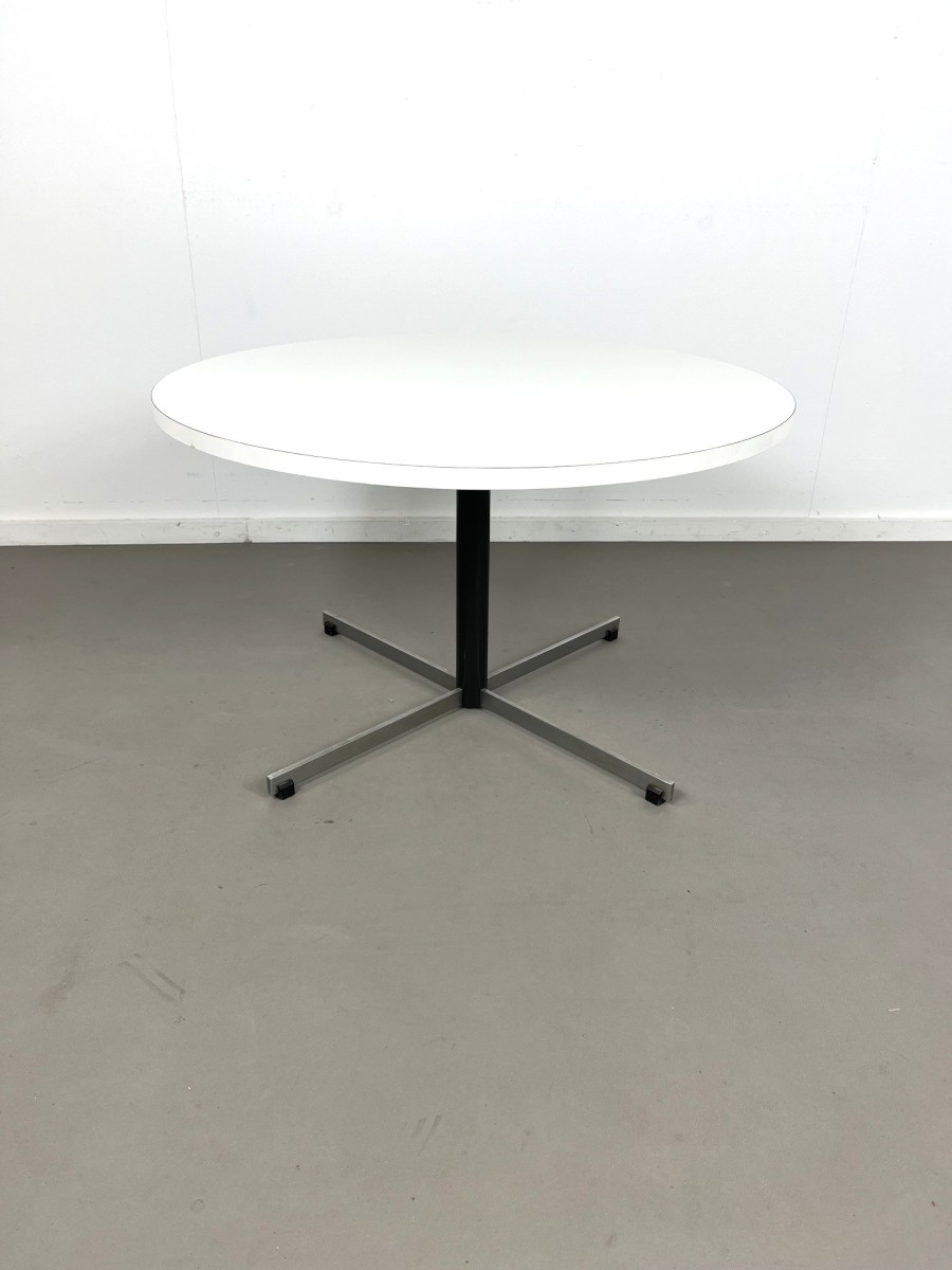 Round Gispen coffee table model 3696 with a white melamine top , 1970s